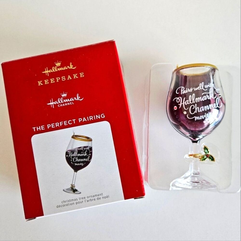 NWT Hallmark | 'Pairs Well With Hallmark Channel Movies' Christmas Ornament - Picture 1 of 6